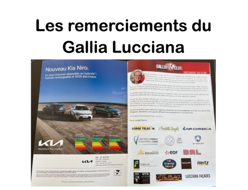 Les remerciements du Gallia Lucciana
